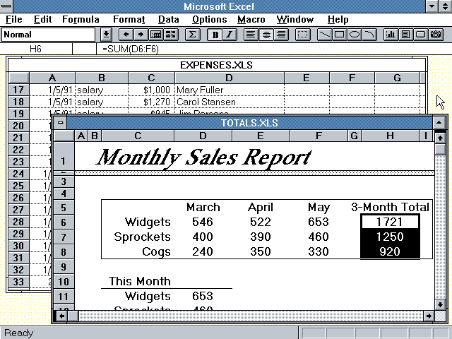 Microsoft Excel 3.0 Multiple Sheets (1990)